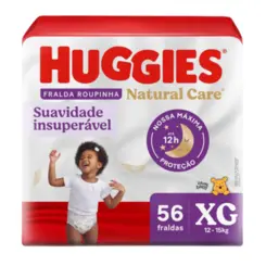 Fralda Descartável Infantil Roupinha Huggies Natural Care XG Pacote 56 Unidades
