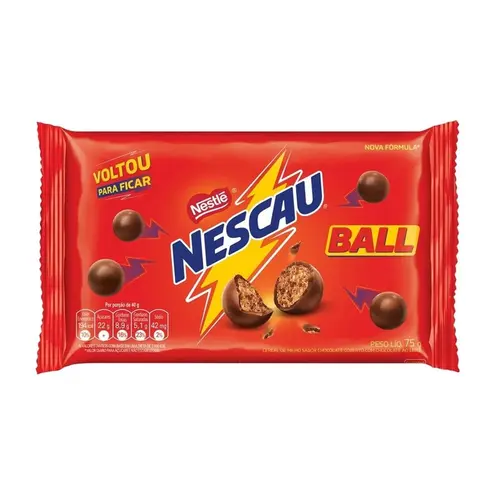 CHOCOLATE AO LEITE NESCAU BALL PACOTE 75G