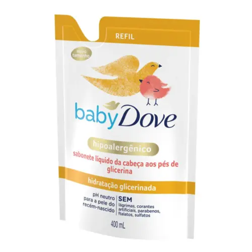 SABONETE LIQUIDO INFANTIL DOVE BABY REFIL CABECA AOS PES 400ML