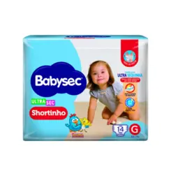 FRALDA BABYSEC SHORTINHO ULTRA SEC  G COM 14 UNIDADES